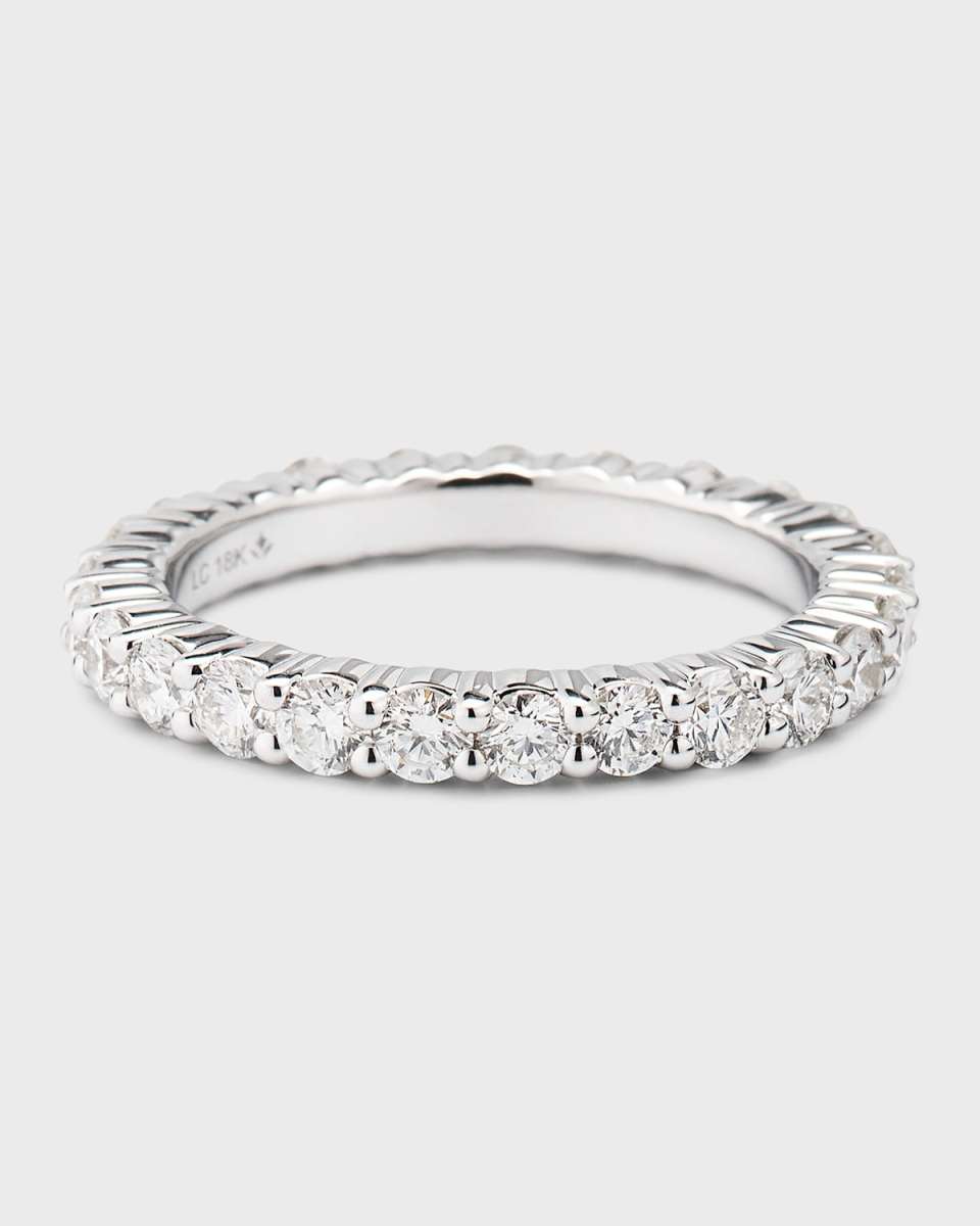 Lab Grown Diamond 18K White Gold Eternity Band, Size 6.5, 1.65tcw